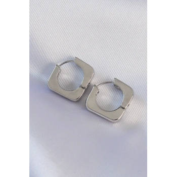 Pirinç Gümüş Renk Kare Küpe