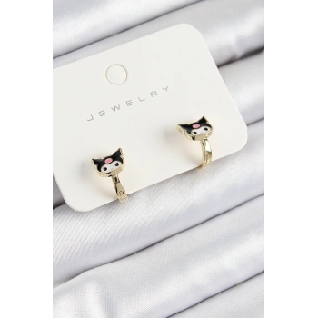 Pirinç Kuromi Model Gold Renk Çocuk Küpe