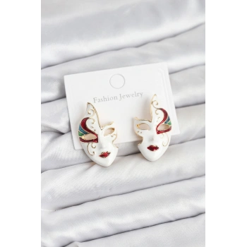 Pirinç Maske Model Kadın Küpe