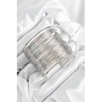 Pirinç Tel Sarma Model Gümüş Renk Kadın Bileklilk