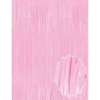 Soft Pembe Püsküllü Kapı Perdesi - Parti, Baby Shower, Cinsiyet Partisi 1x2 M