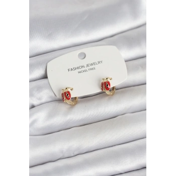 Uğur Böceği Model Gold Renk Pirinç Çocuk Küpe