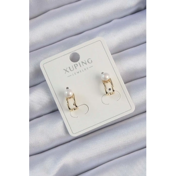 Xuping Gold Renk İnci Taşlı Halka Küpe