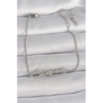 316L Çelik Gümüş Renk Atatürk İmza Model Kadın Bileklik