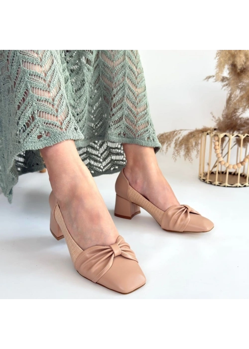 Agnet Bej Cilt Topuklu Ayakkabı