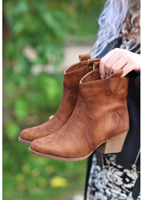 Akver Taba Süet Topuklu Bot