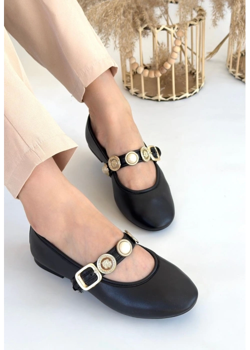 Atnis Siyah Cilt Babet Ayakkabı