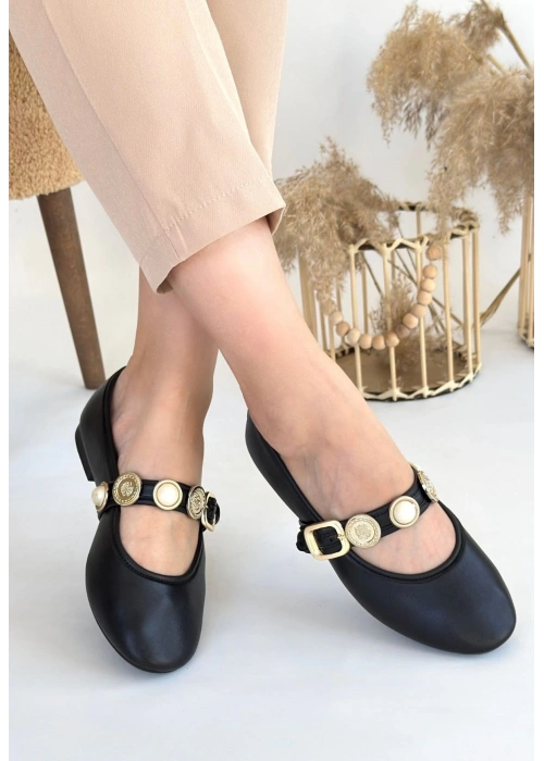 Atnis Siyah Cilt Babet Ayakkabı