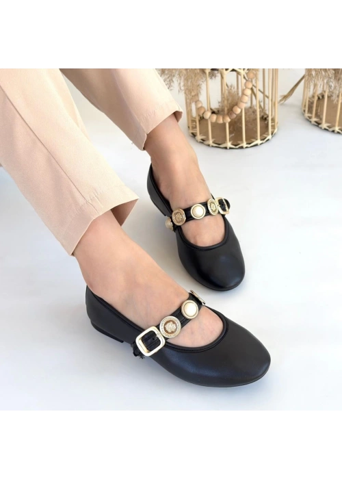 Atnis Siyah Cilt Babet Ayakkabı