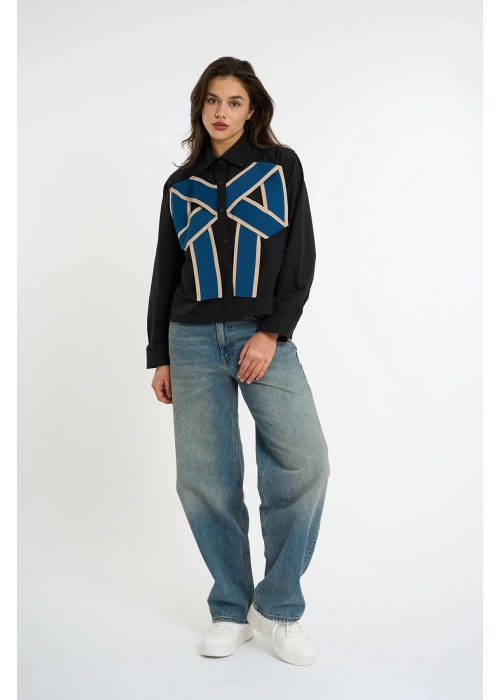 Black Bow Shirt | Blue