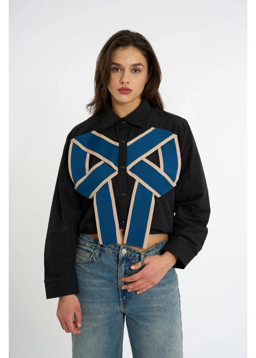 Black Bow Shirt | Blue