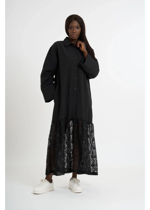 Black Dress with Lace Hem