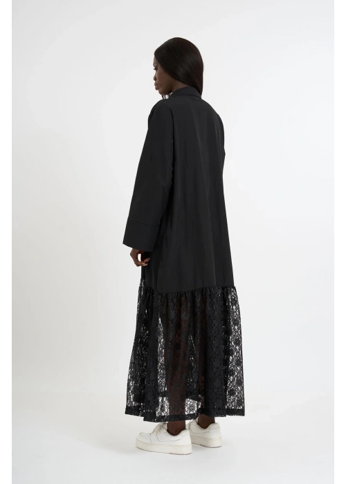 Black Dress with Lace Hem