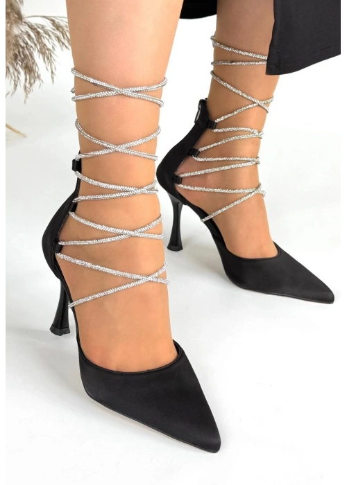 Blomy Siyah Saten Topuklu Ayakkabı