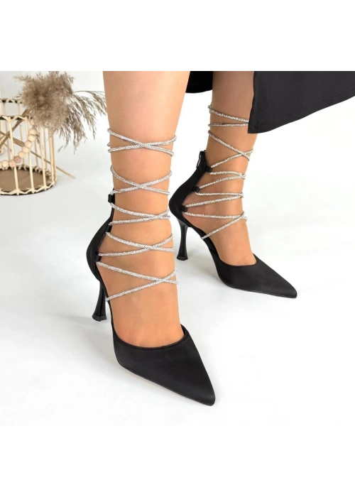 Blomy Siyah Saten Topuklu Ayakkabı