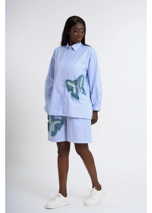 Bow Detailed Shorts Set | Açık Mavi