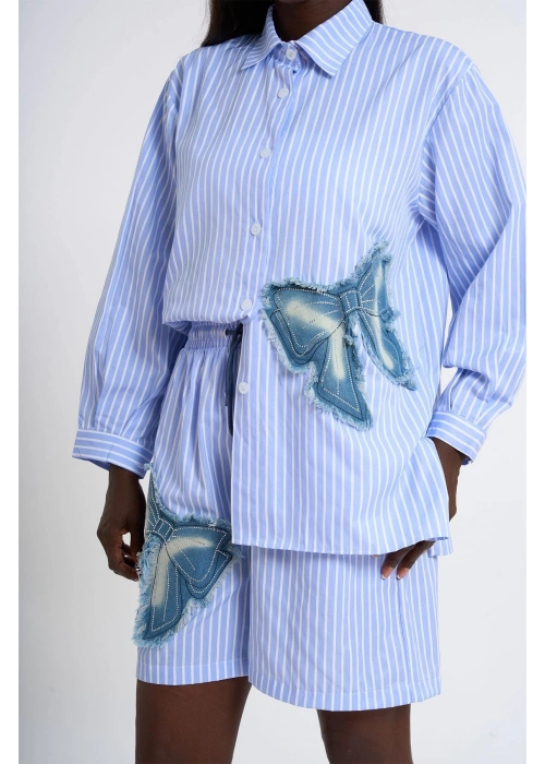 Bow Detailed Shorts Set | Açık Mavi