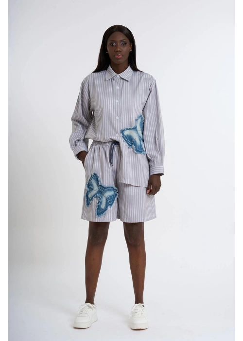 Bow Detailed Shorts Set | Gray