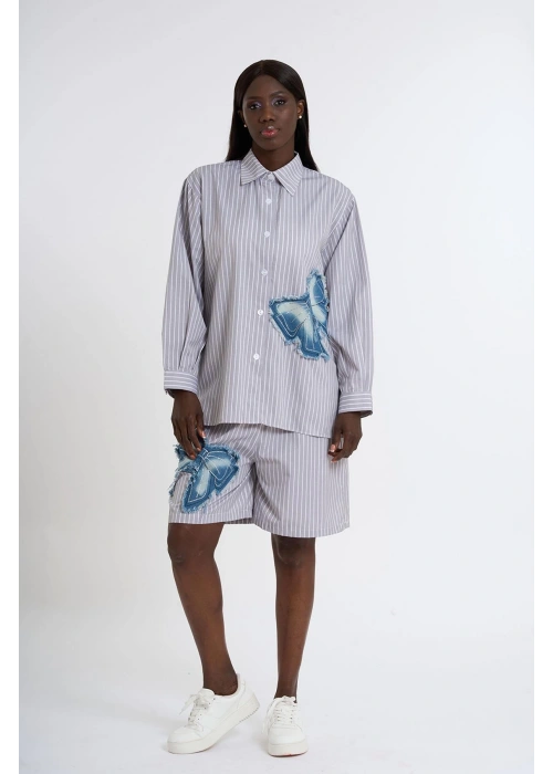 Bow Detailed Shorts Set | Gray