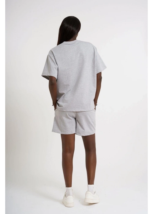 Bow Print Oversize Shorts Set | Gray