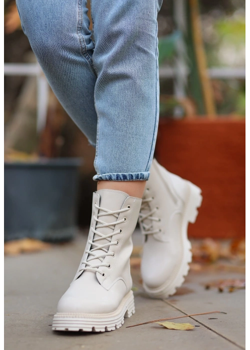 Bria Bej Cilt Bağcıklı Bot