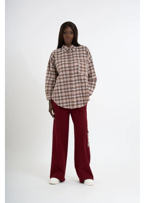 Brown Plaid Shirt & Pants Set – Small Size