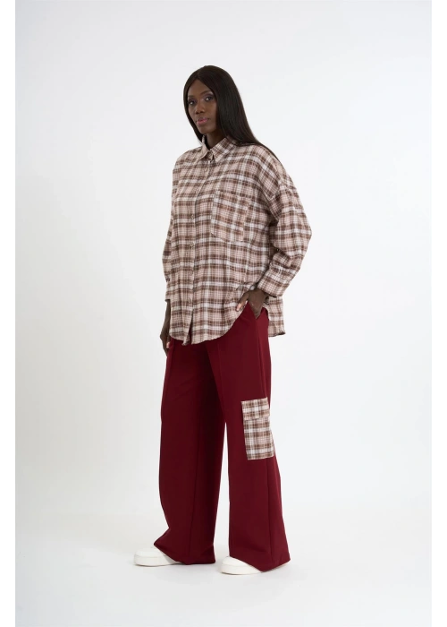 Brown Plaid Shirt & Pants Set – Small Size