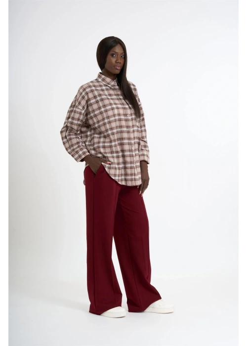 Brown Plaid Shirt & Pants Set – Small Size
