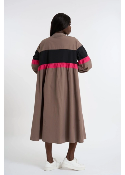 Buttoned Poplin Dress | Army Brown