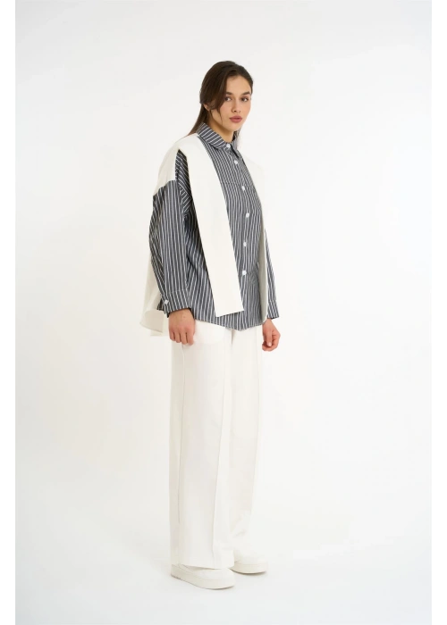 Cardigan-Look Detailed Set | Anthracite