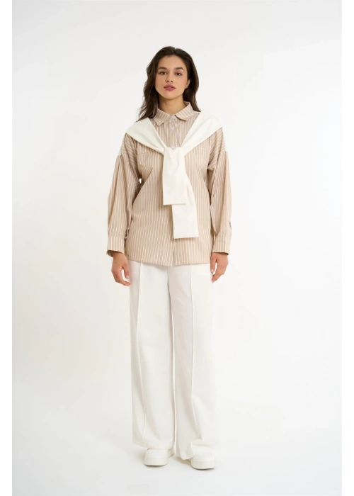 Cardigan-Look Detailed Set | Cream