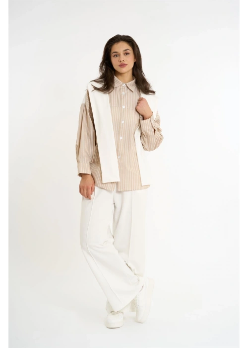 Cardigan-Look Detailed Set | Cream