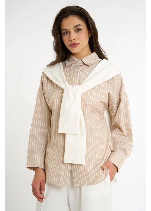 Cardigan-Look Detailed Set | Cream