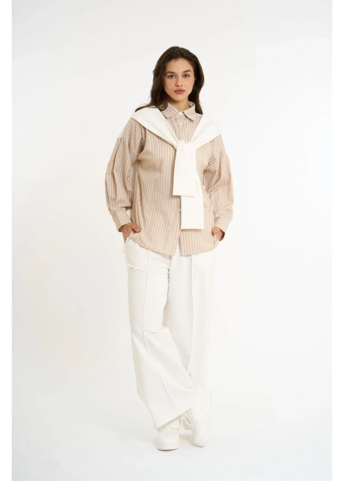 Cardigan-Look Detailed Set | Cream