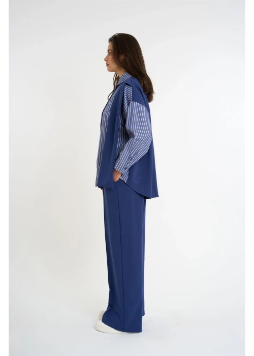 Cardigan-Look Detailed Set | Lacivert