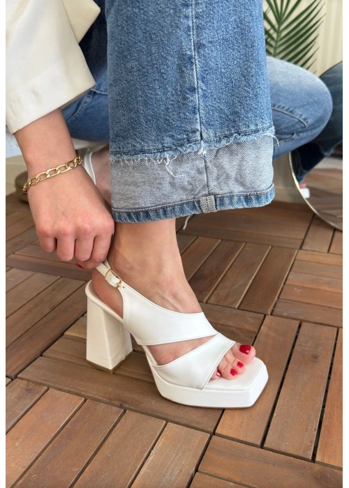 Cica Beyaz Cilt Topuklu Ayakkabı