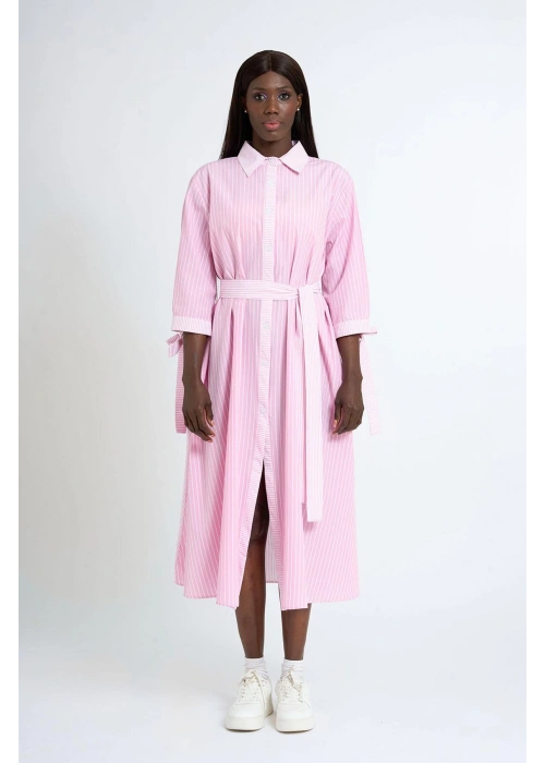 Loose Striped Dress Pink