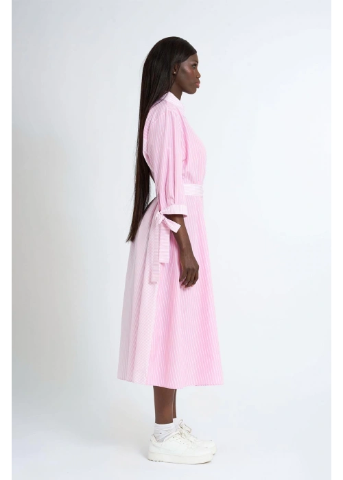 Loose Striped Dress Pink