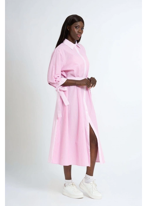Loose Striped Dress Pink