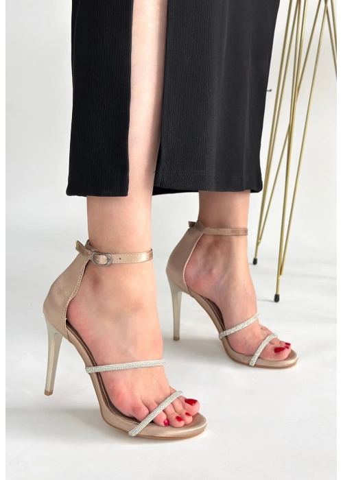 Colly Vizon Saten Topuklu Ayakkabı