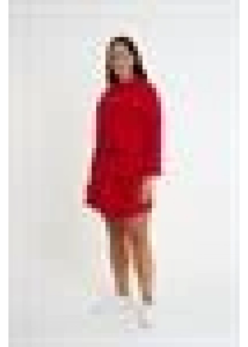 Crepe Fabric Shorts Skirt Set | Red