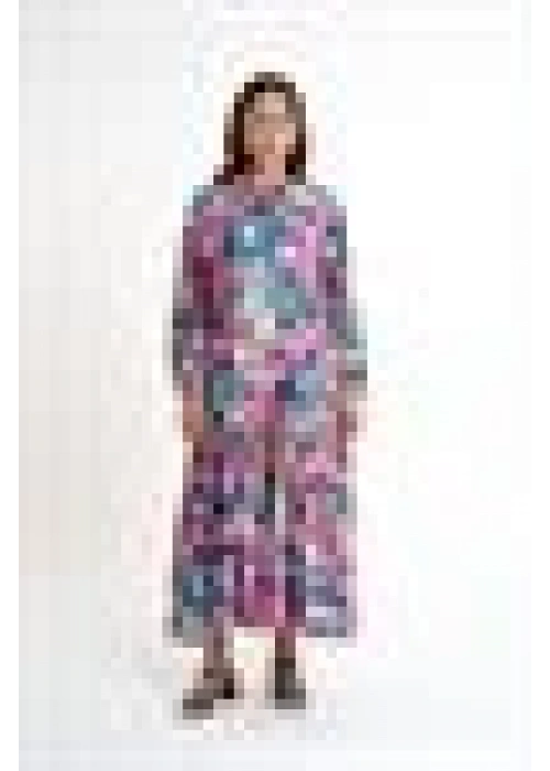 Crepe Satin Floral Patterned Long Dress