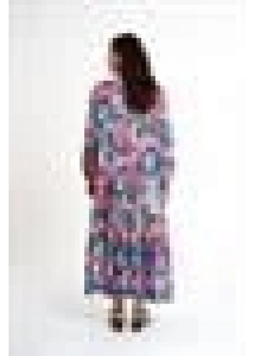 Crepe Satin Floral Patterned Long Dress