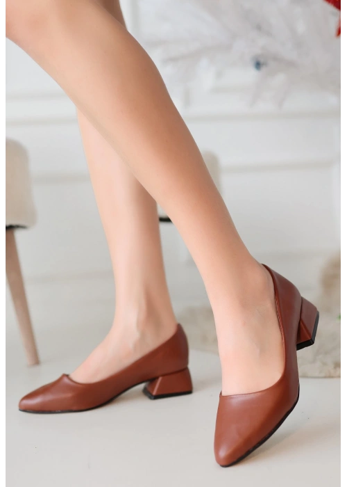 Desniy Taba Cilt Topuklu Ayakkabı