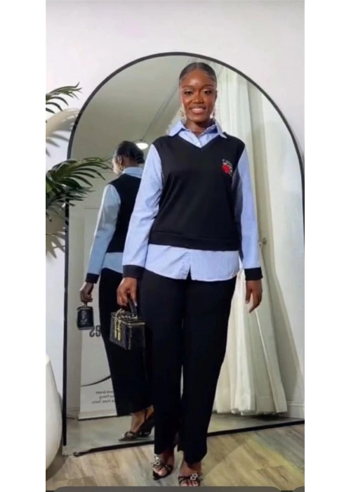 Embroidered top and bottom set