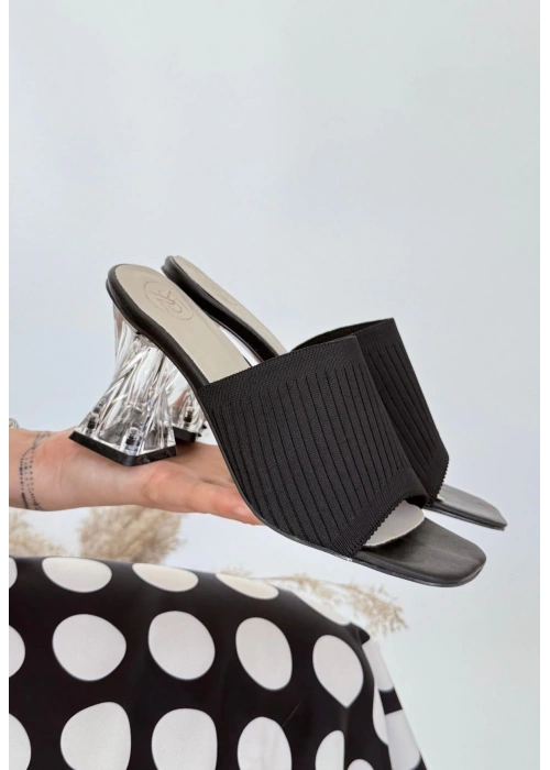 Evra Siyah Triko Topuklu Terlik