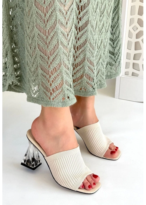 Evra Ten Triko Topuklu Terlik