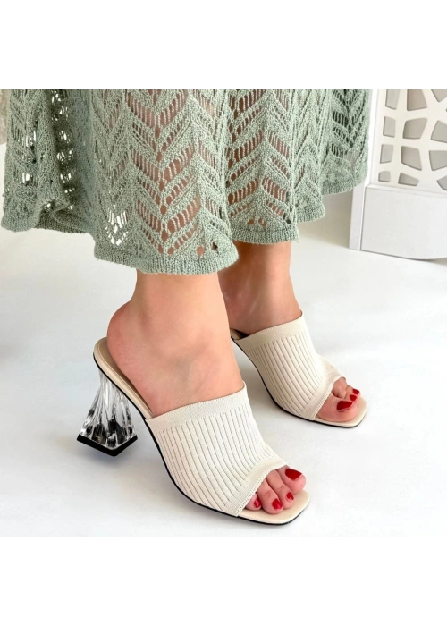 Evra Ten Triko Topuklu Terlik