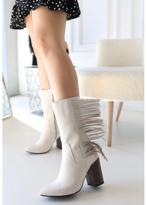 Fier Ten Süet Topuklu Çizme