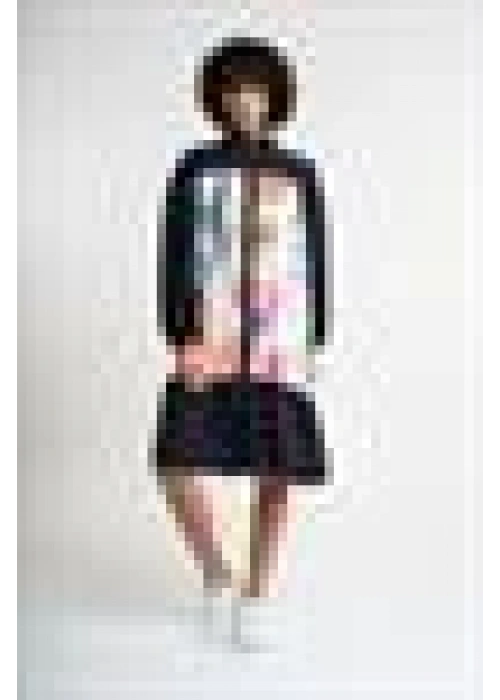 Frilly Patterned Dress | Black